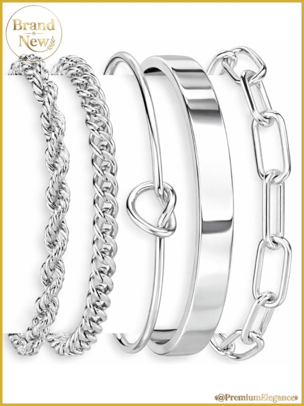 Sterling Silver Cuff Bracelet Set for Women Waterproof Non Tarnish